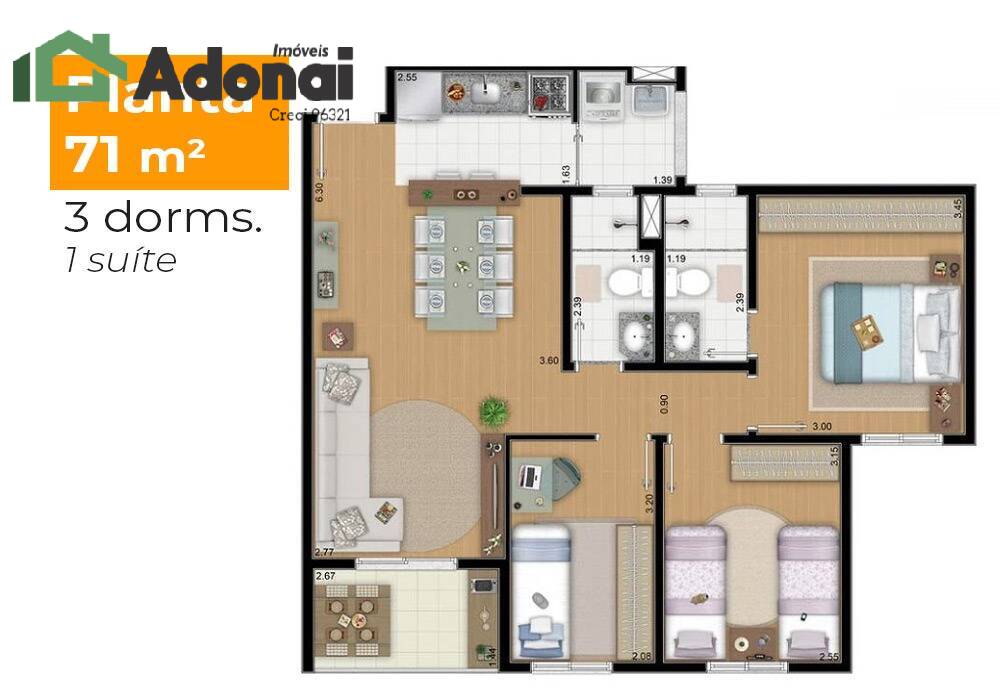 Apartamento à venda com 3 quartos, 71m² - Foto 4